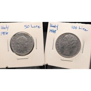 2‑Coin Bundle – Italy 1956 50 Lire & 1978 100 Lire